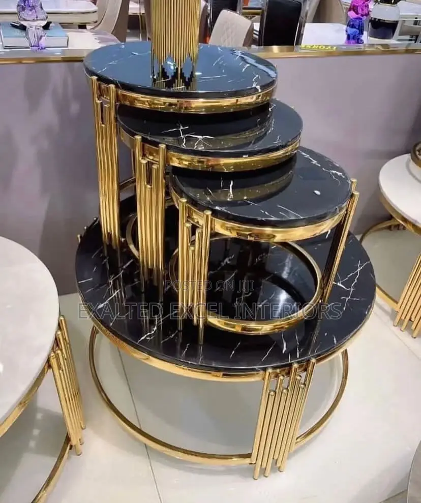 Luxury Glass Center Table With 3-in-1 Side Stools