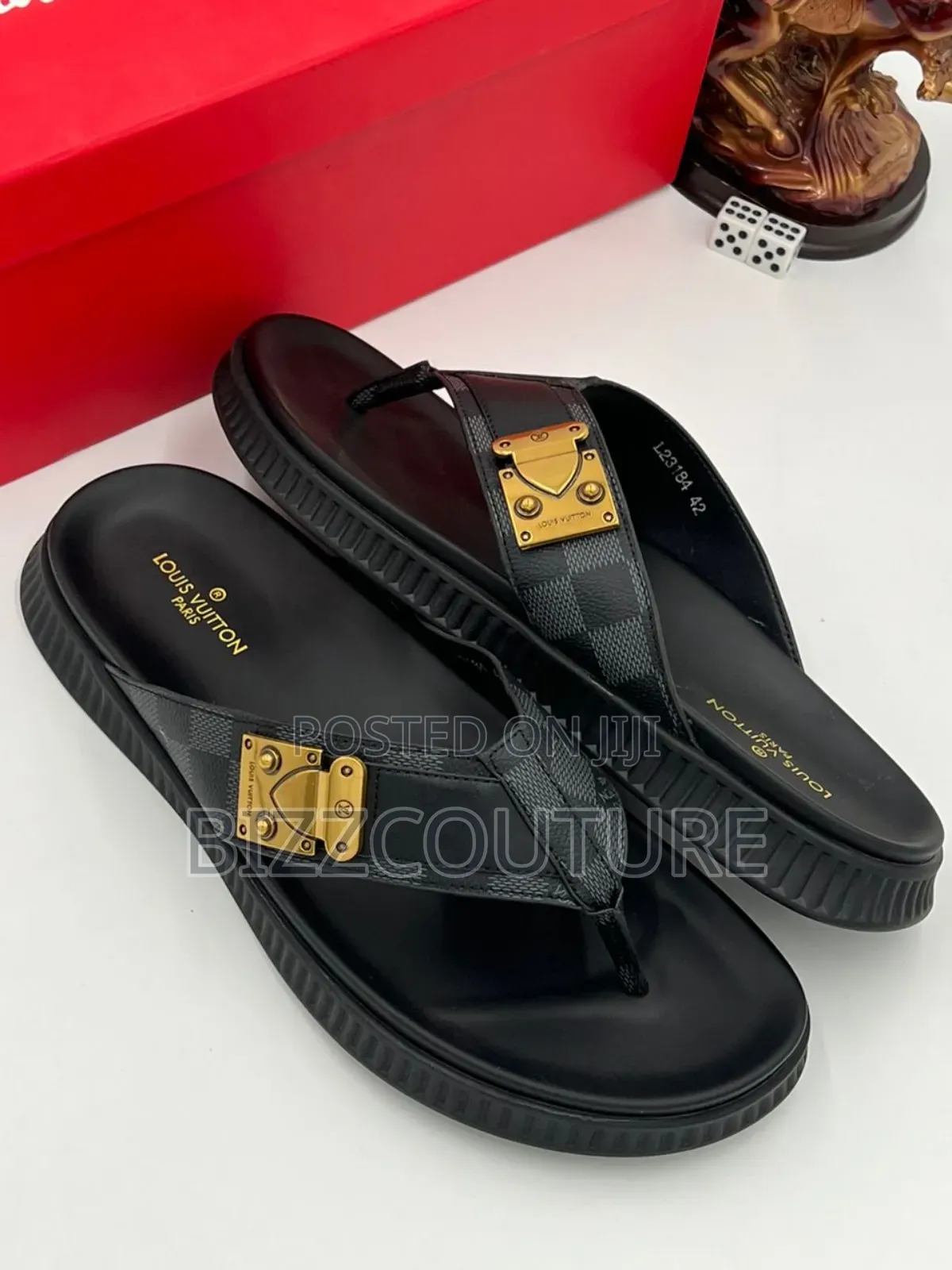 Original LOUIS VUITTON Leather Slippers Available in Store