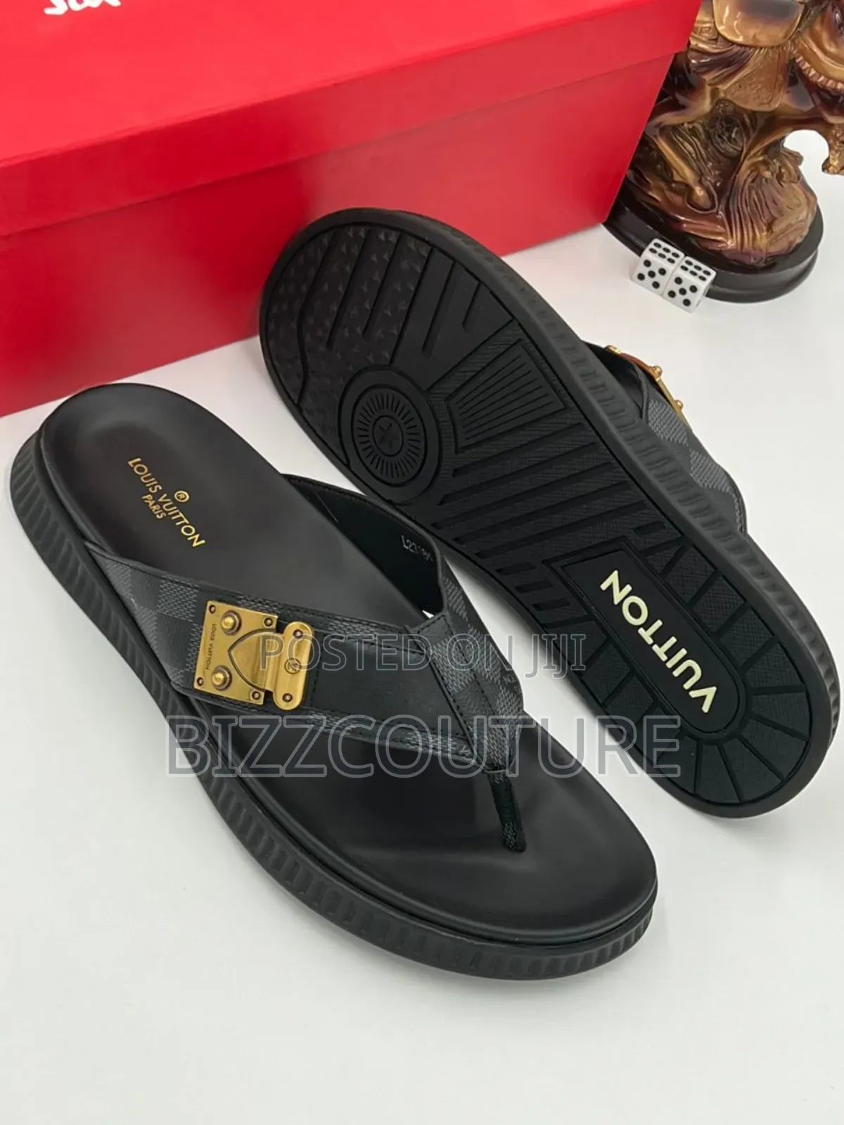 Original LOUIS VUITTON Leather Slippers Available in Store