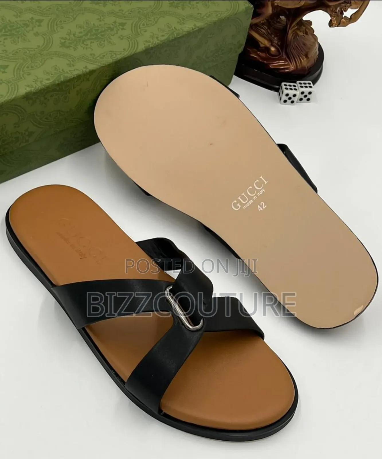 Original Gucci Leather Slippers Available in Store