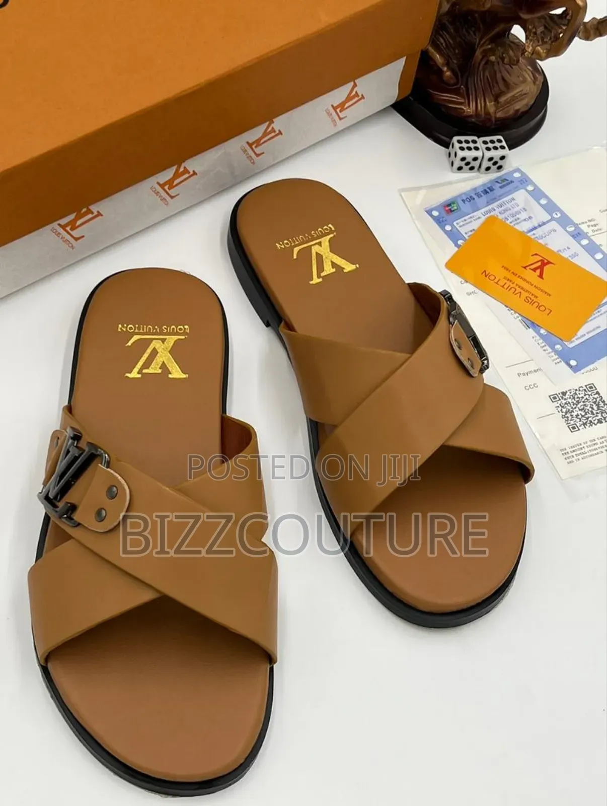 Original LOUIS VUITTON Leather Slippers Available in Store