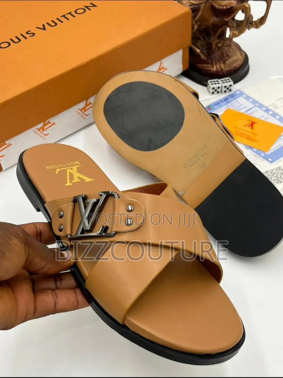 Original LOUIS VUITTON Leather Slippers Available in Store