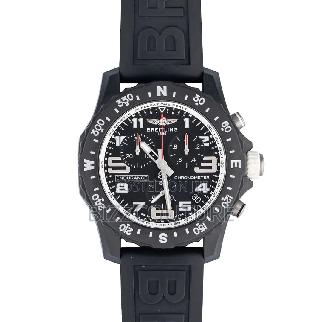 Original BREITLING Endurance Chronograph Black Rubber Watch