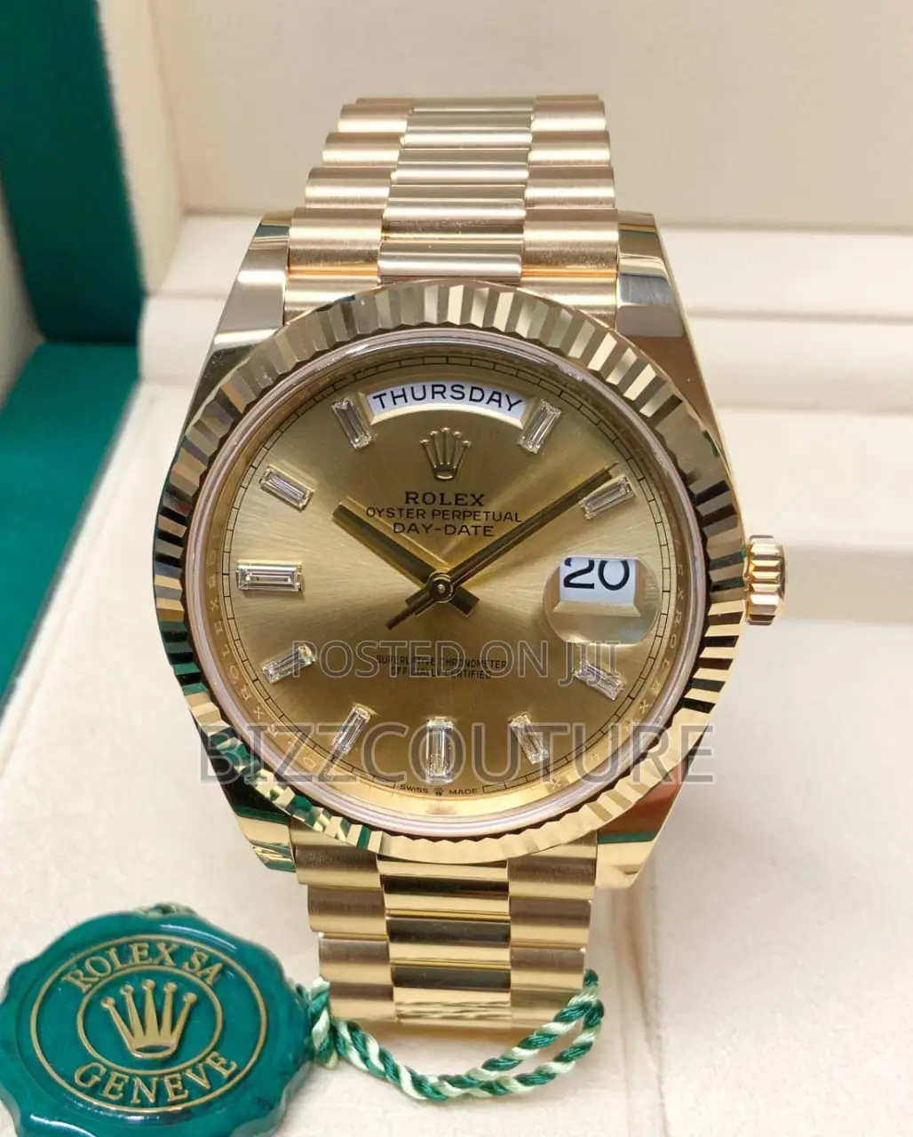 Original Rolex Sky-Dweller Oyster Day Time Gold Chain Watch