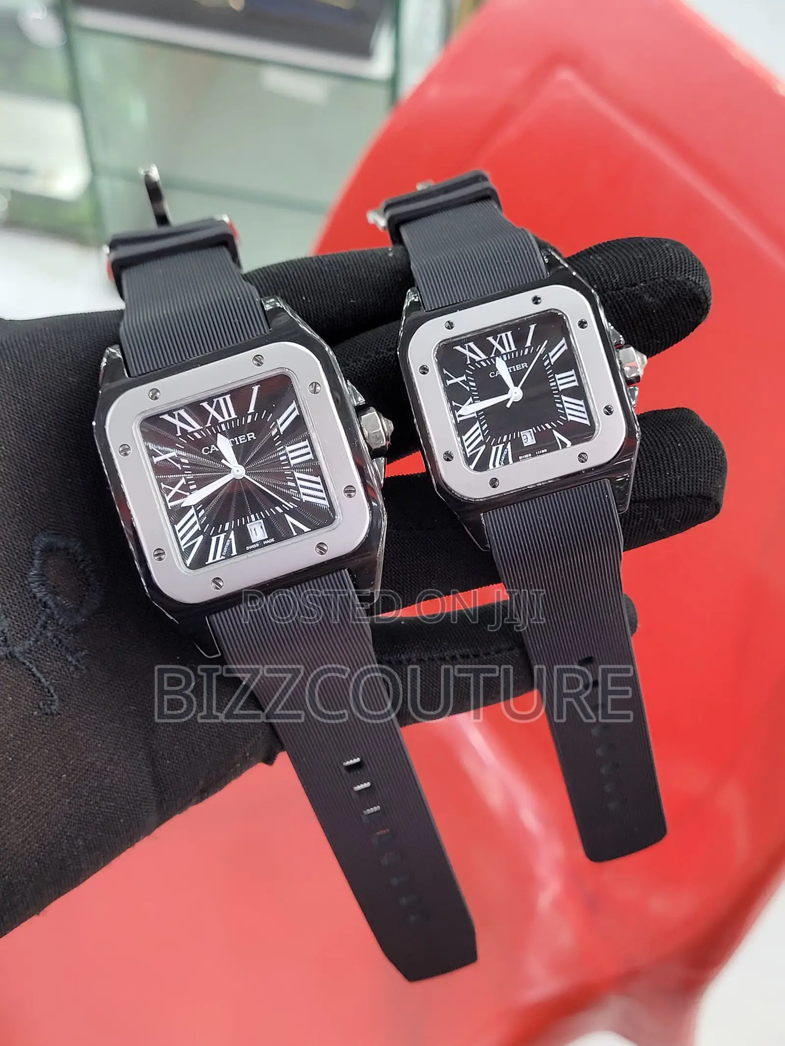 Original Cartier Calendar Black Rubber Strap Watch