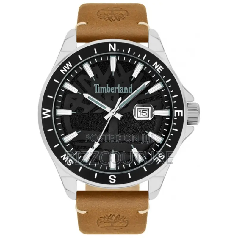 Original Timberland Black Dail Brown Leather Strap Watch