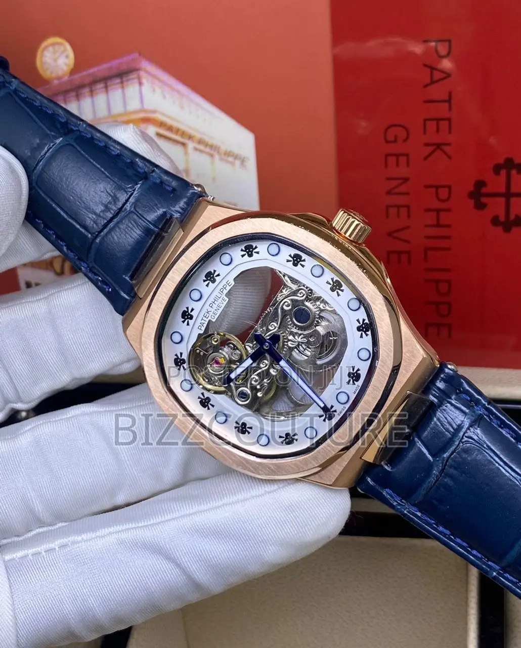Original PATEK PHILIPPE Geneve Mechanical Blue Leather Watch