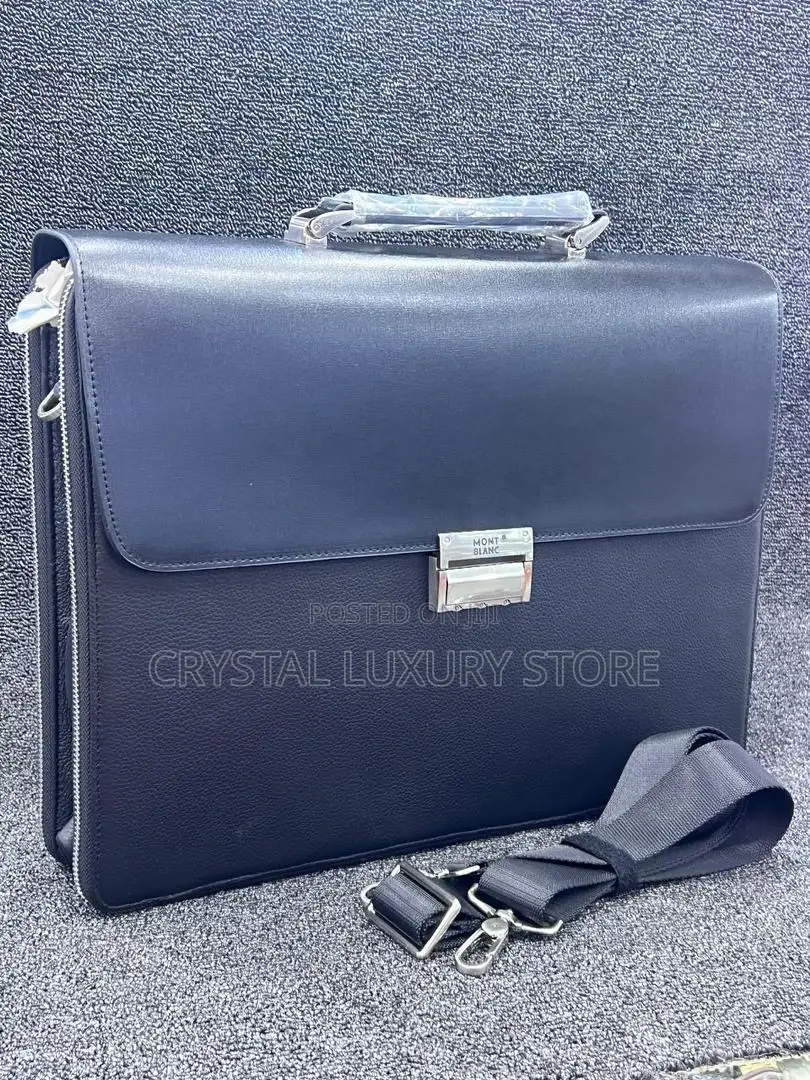 Mont Blanc Quality Luxury Pure Leather Laptop Bag