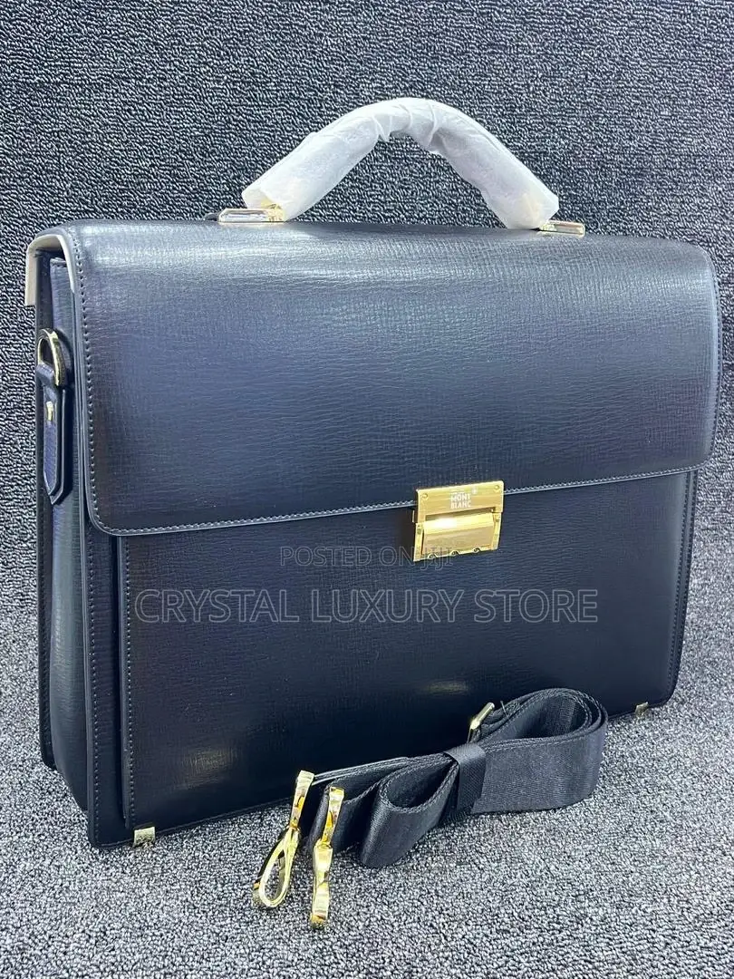 Mont Blanc Quality Luxury Pure Leather Laptop Bag