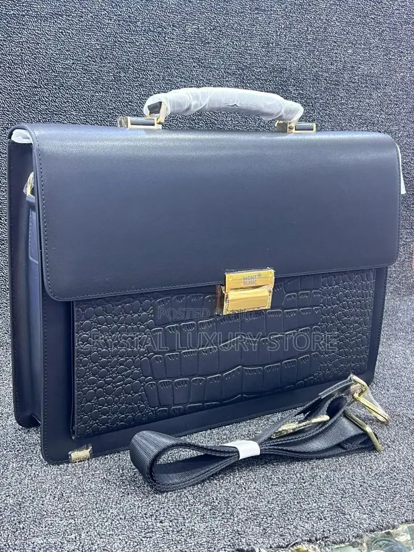 Mont Blanc Quality Luxury Pure Leather Laptop Bag