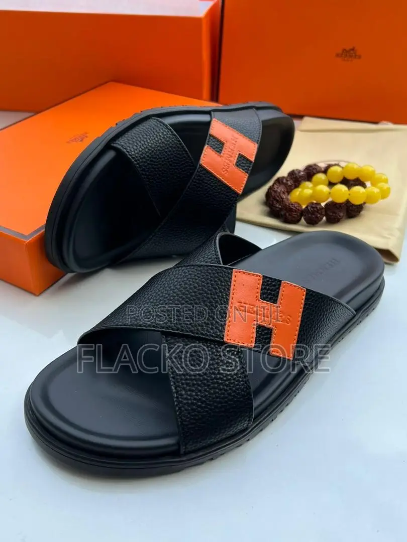 Original Hermes Leather Slippers