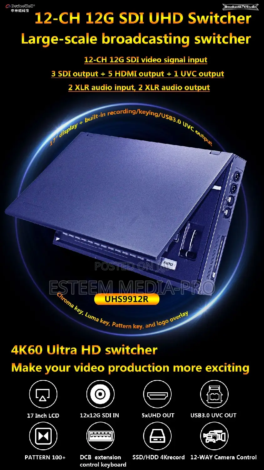 Uhs9912r, 12g-Sdi 12ch Input+Record/Chroma/Luma Tv/Studio