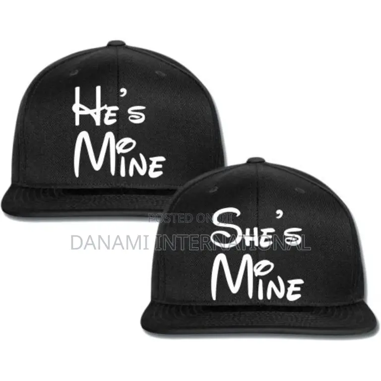 Danami He Is Mine She Is Mine Couple Snapback Caps- Black