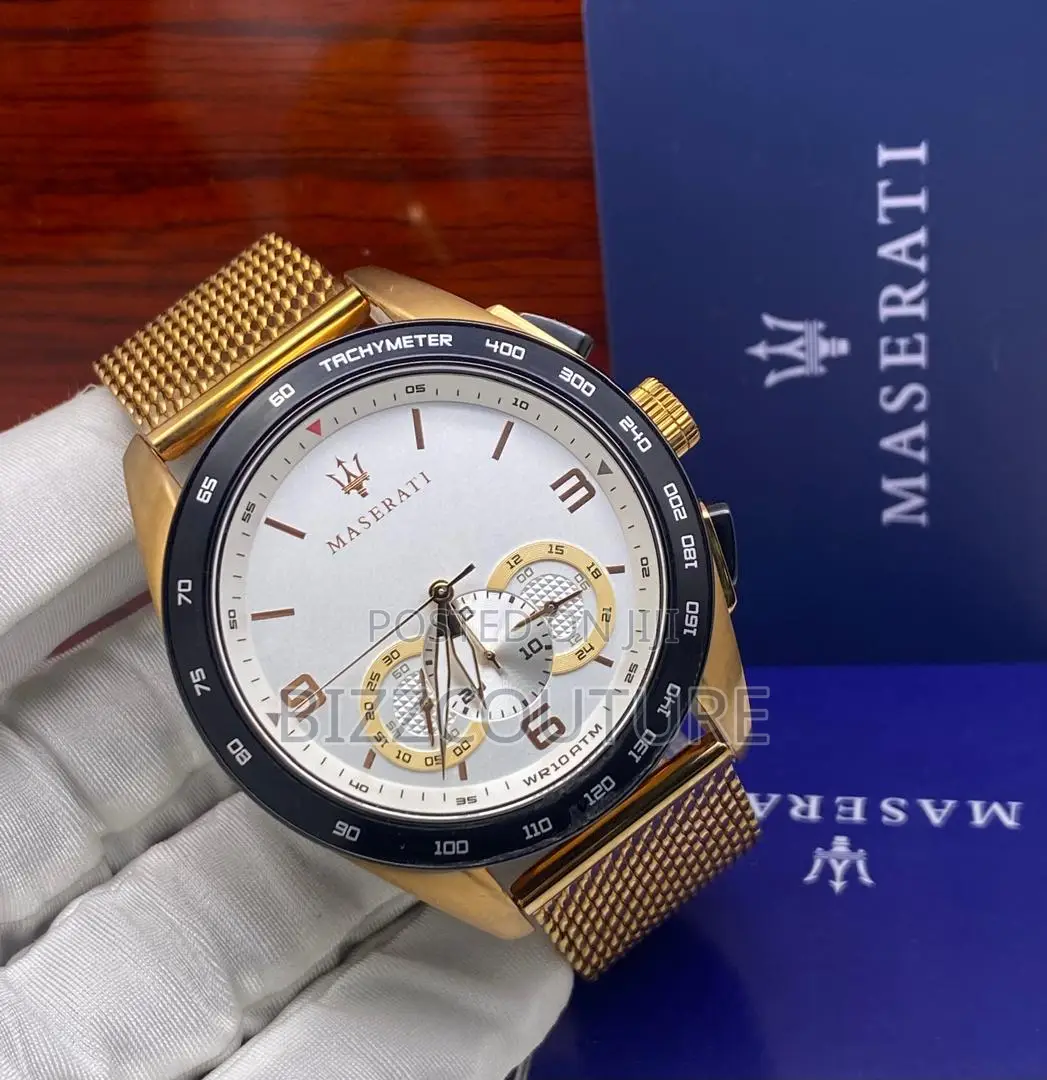 Original Maserati Tachymeter Chronograph Gold Chain Watch
