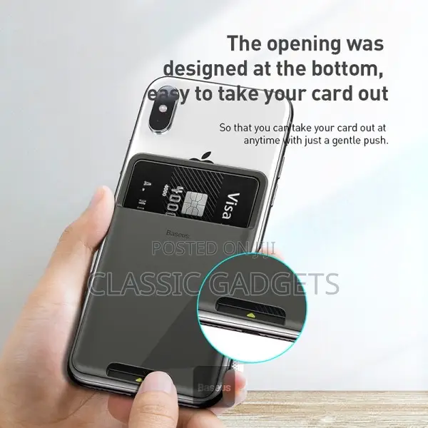 Baseus Back Stick Silicone Card Bag French Grey