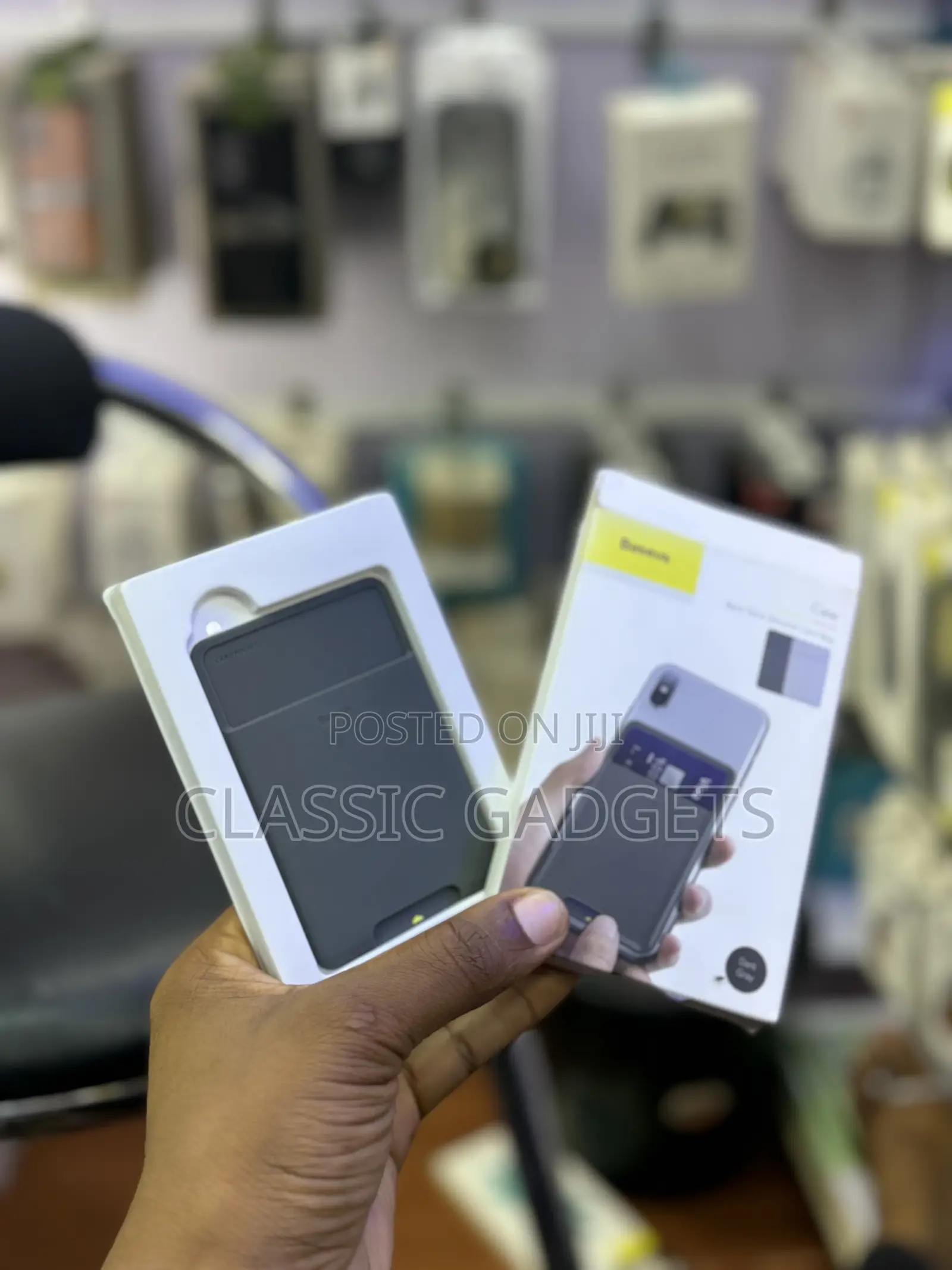 Baseus Back Stick Silicone Card Bag French Grey
