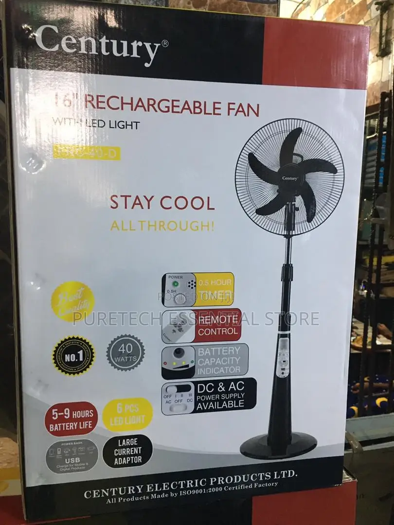 Century 16inches Rechargeable Standing Fan