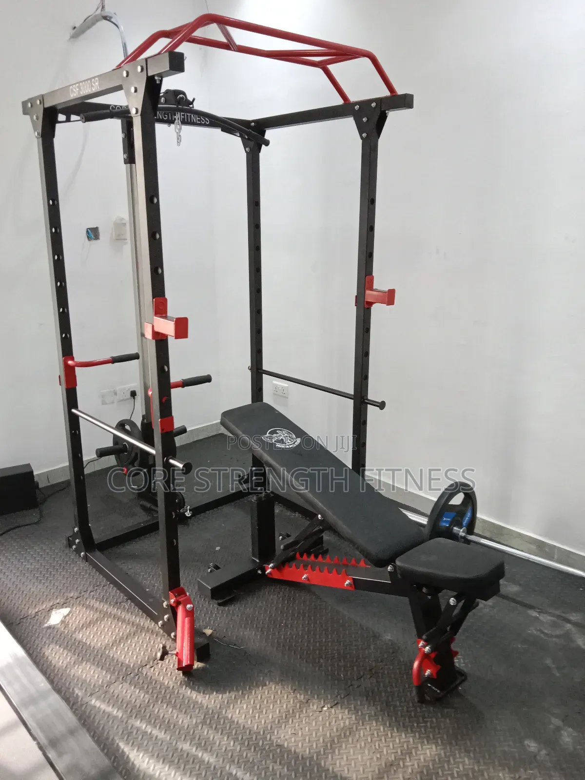 Complete Power Cage Squat Rack With Lat-Pull Utility Bench