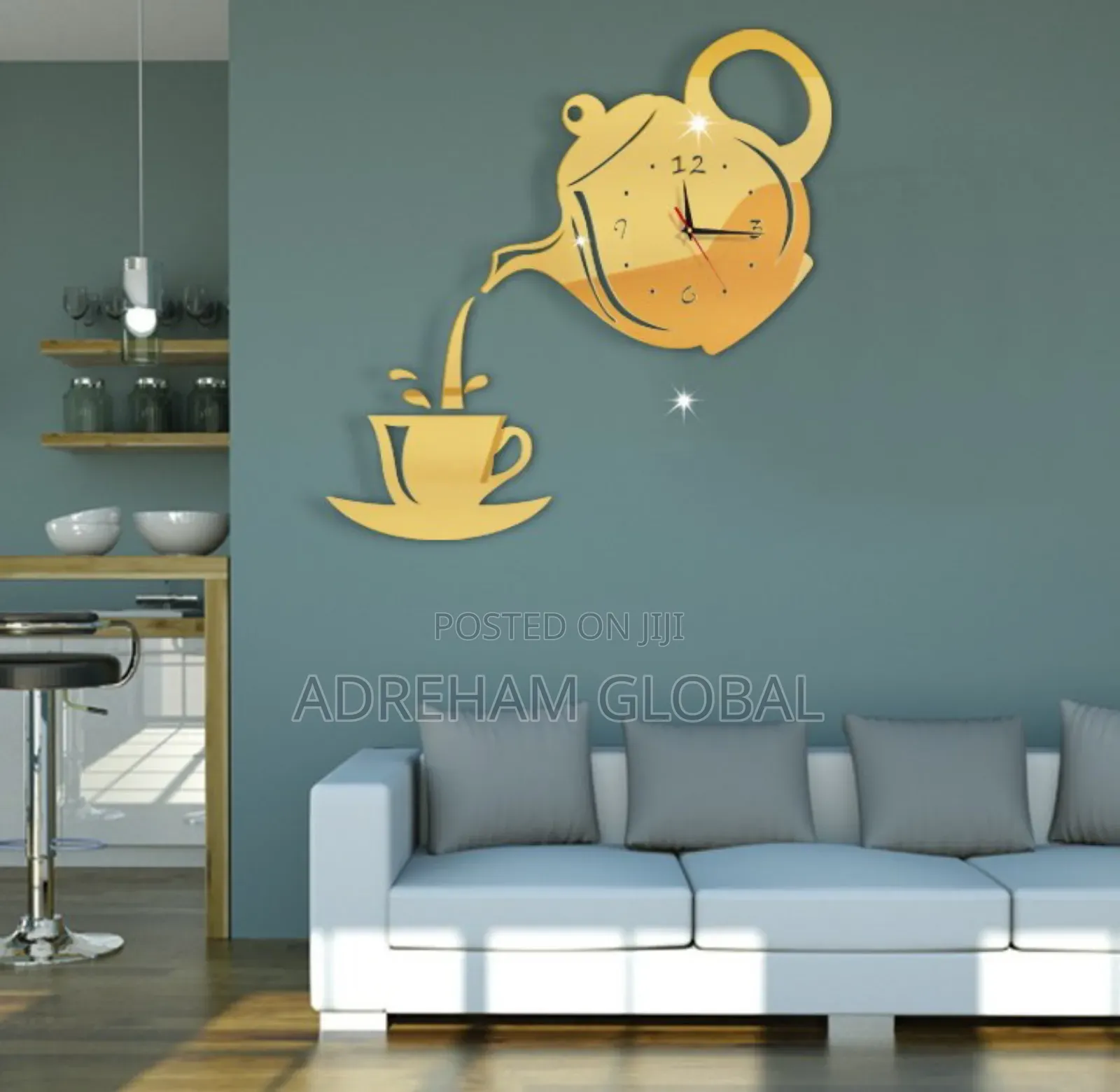Tea Cup and Jug Acrylic Design Wall Clock