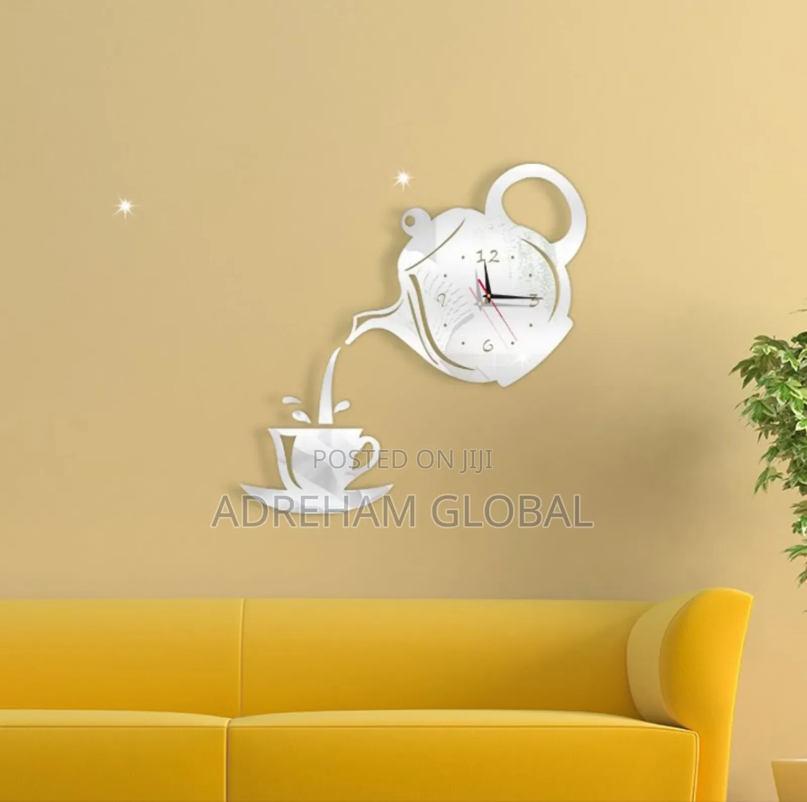 Tea Cup and Jug Acrylic Design Wall Clock