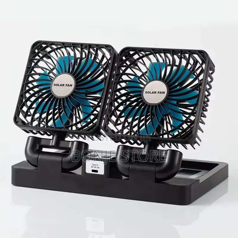 Double Head Solar Car Fan / Foldable Desktop Fan
