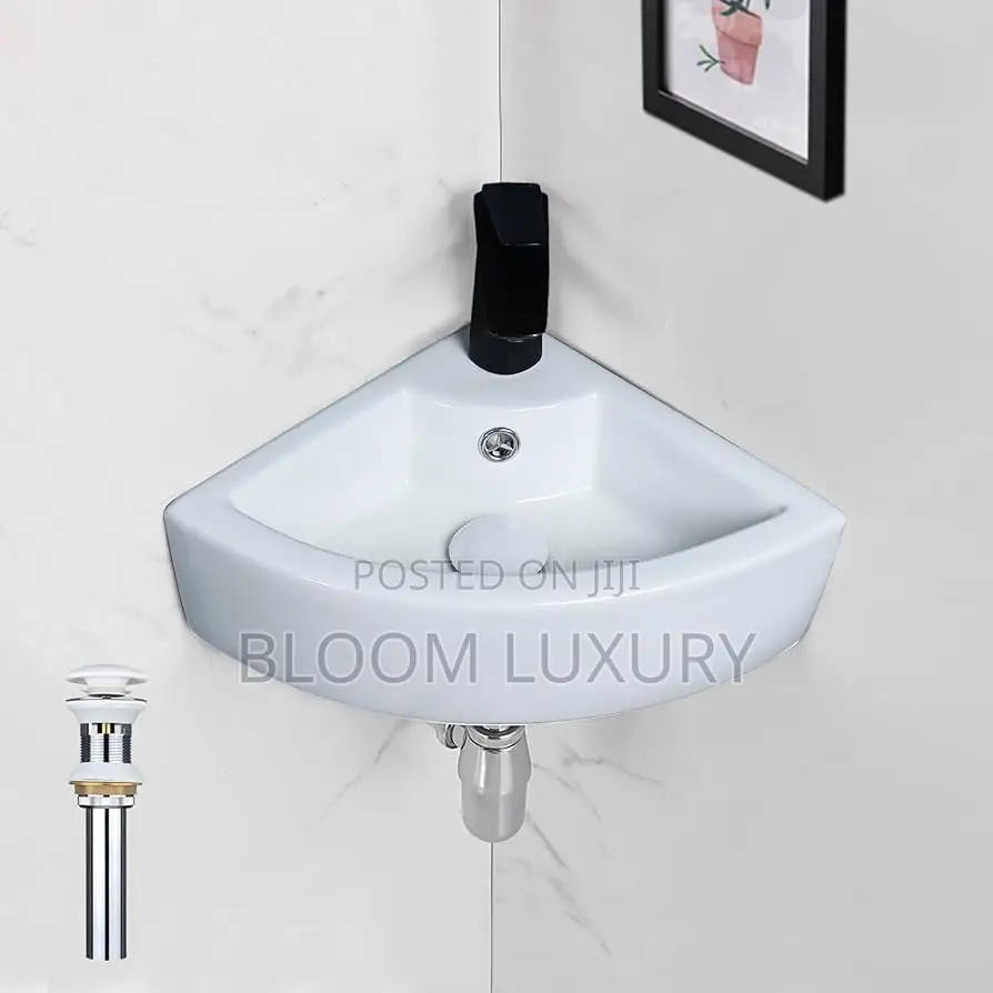Wall Hung Ceramic Corner Bathroom Sink