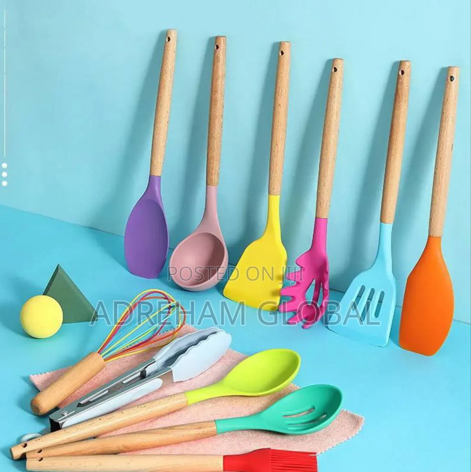 12piece Colorful Silicone Kitchenware Set Non-Stick Spoon