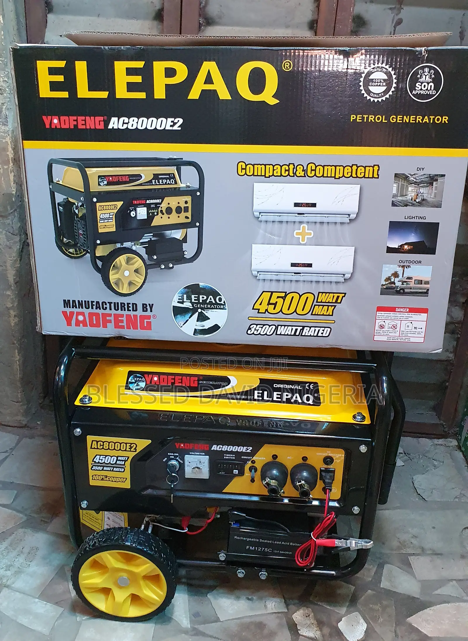 Elepaq AC8000E2, 4.3kva (3500w) Key Starter Generator