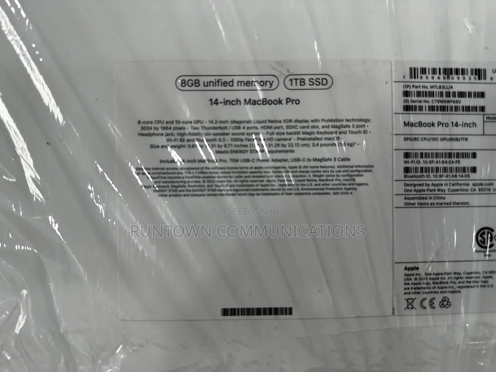 New Laptop Apple MacBook Pro 2023 M3 14-Inch 8GB Apple M3 SSD 1T
