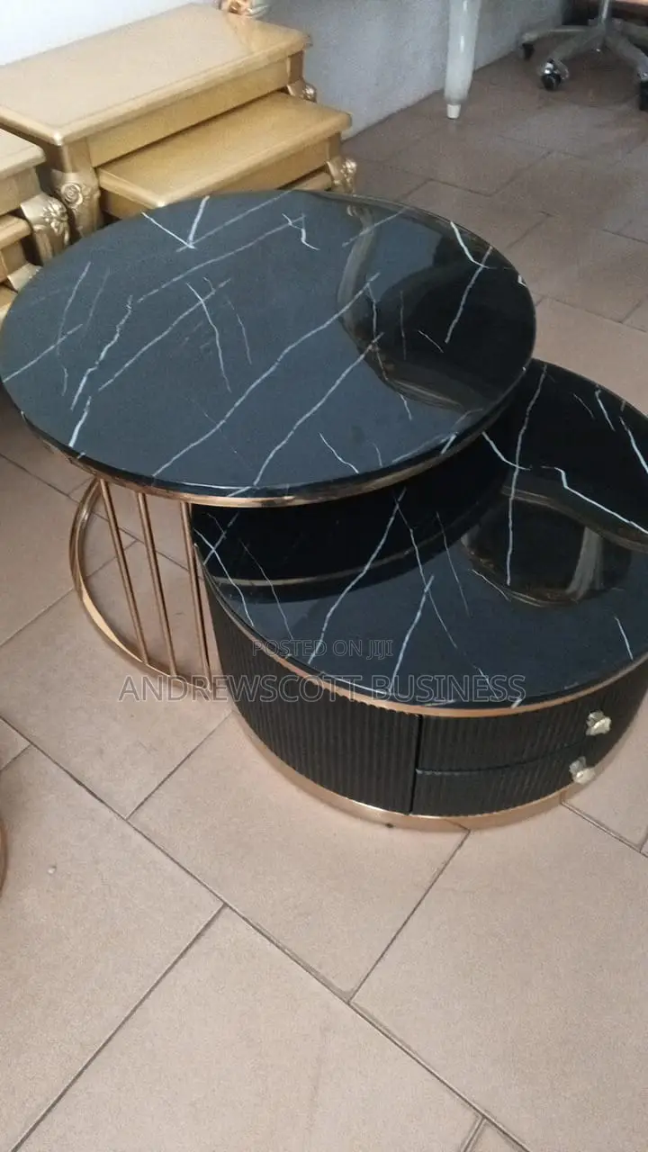 Two in One Black Top and Gold Leg Center Table