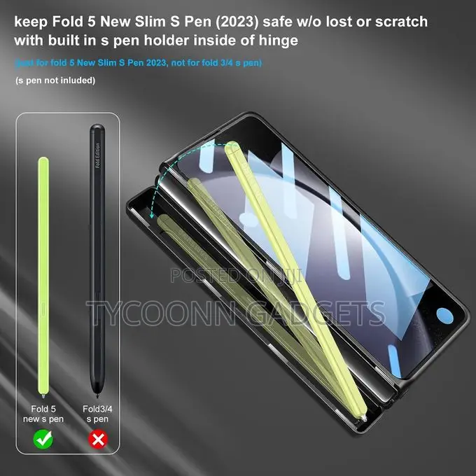 Samsung Z Fold 5 Case With Built in Hidden Slim S Pen Holder