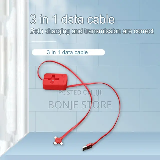 3-1 Charging Cable Roll Retractable Bracket With Phone Stand