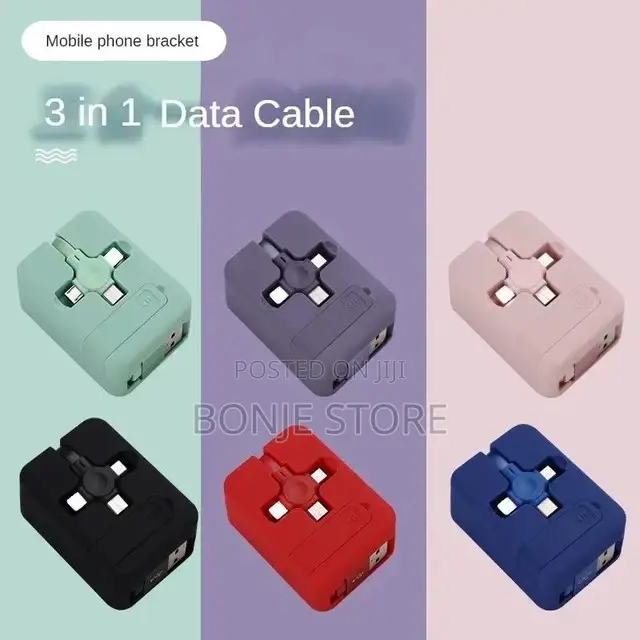 3-1 Charging Cable Roll Retractable Bracket With Phone Stand