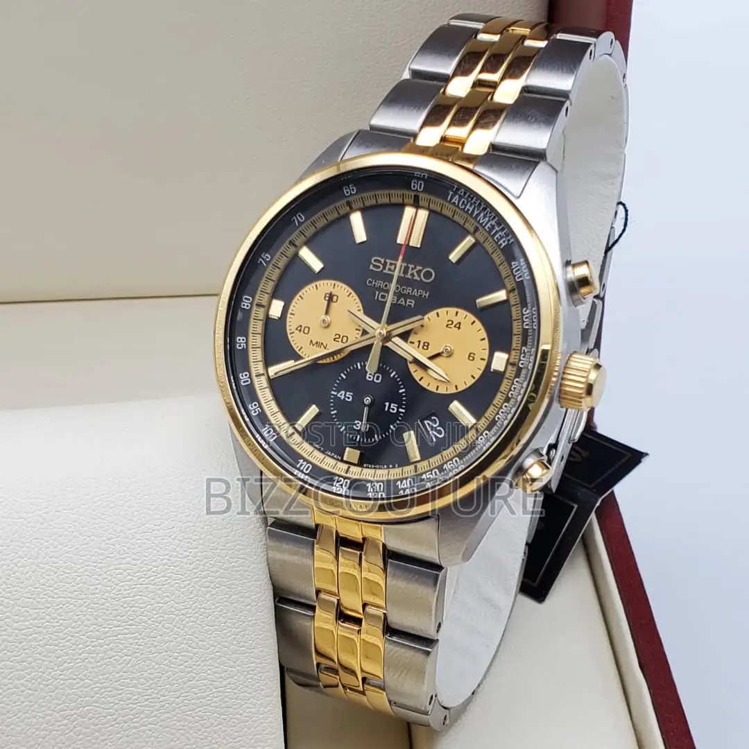 Original Seiko Chronograph Blue Dail Silver Chain Watch