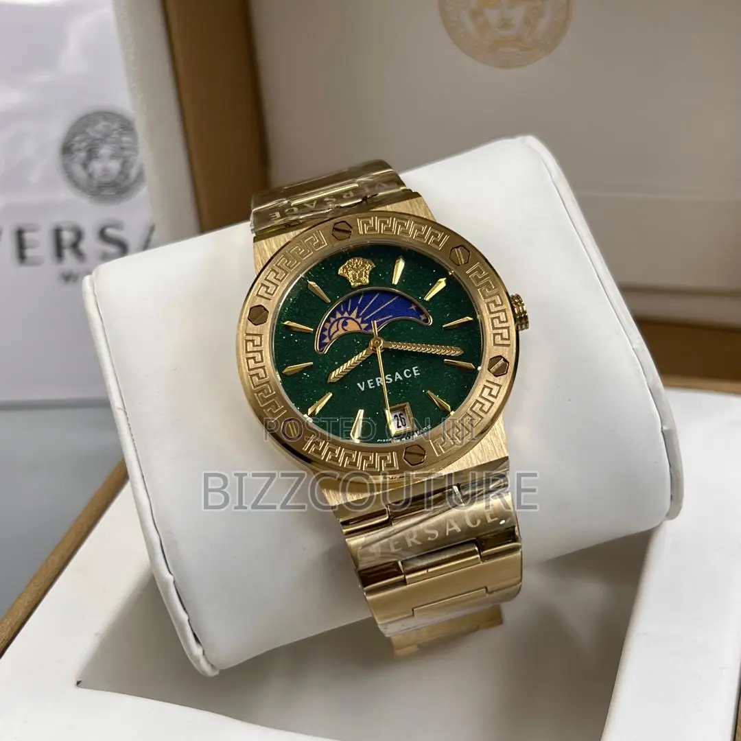 Original Versace Green Dail Rose Gold Chain Watch in Store