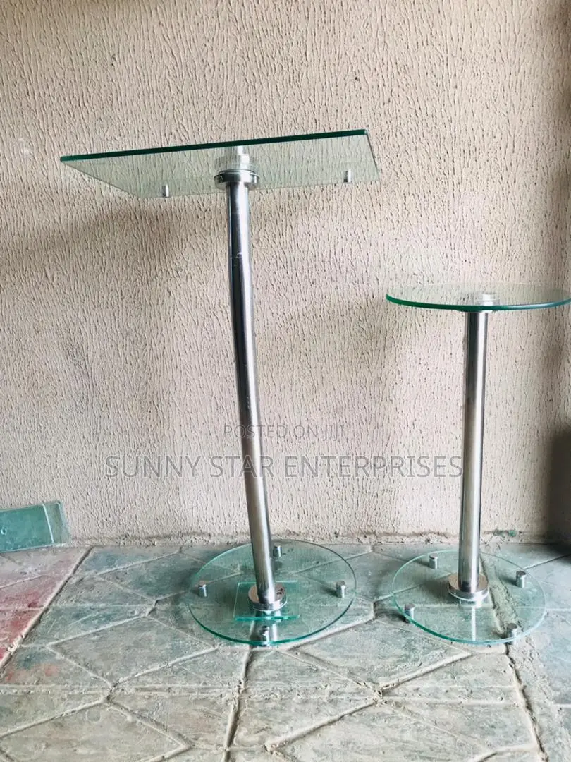 High Quality Thick Glass Single Pole Glass Pulpit for Church