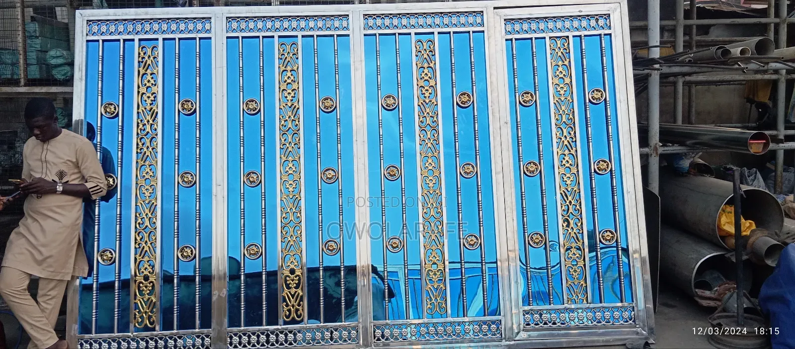 Gold and Blue Stainless Steel Gate 009