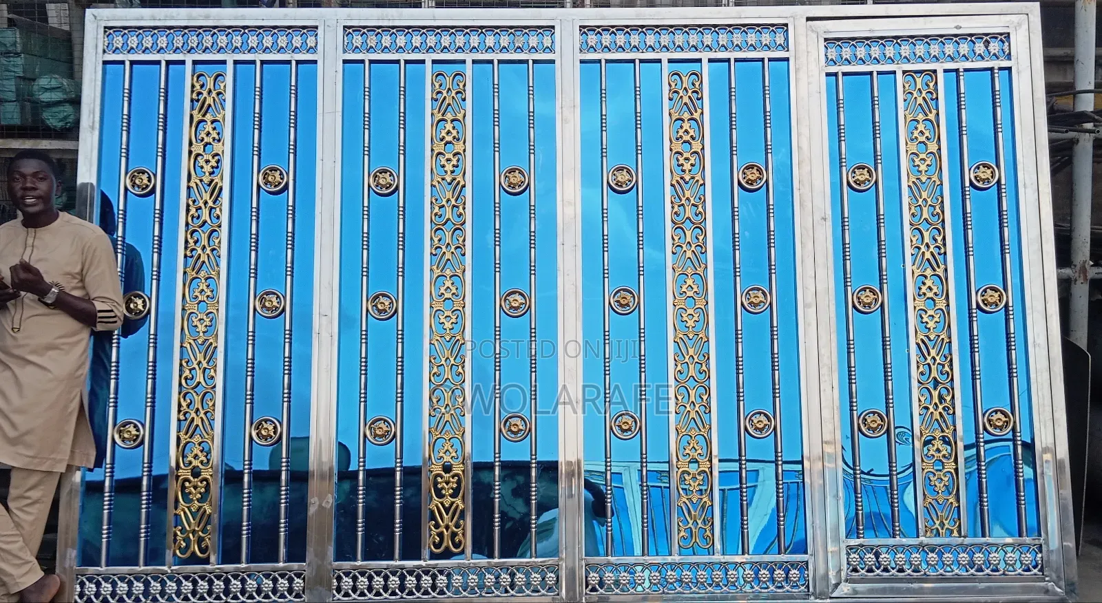 Gold and Blue Stainless Steel Gate 009