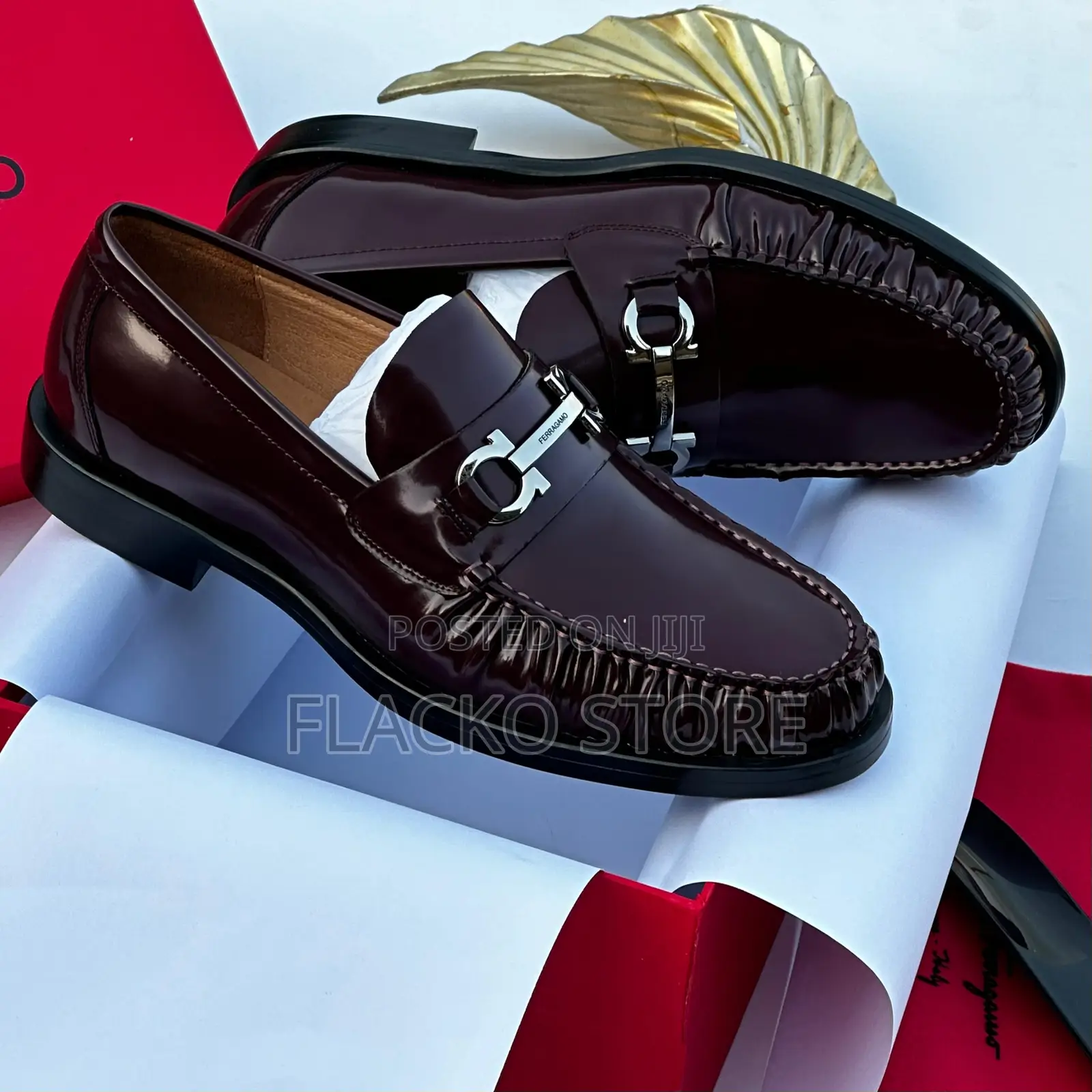 Original Salvatore Ferragamo Loafers Patent Leather Shoes