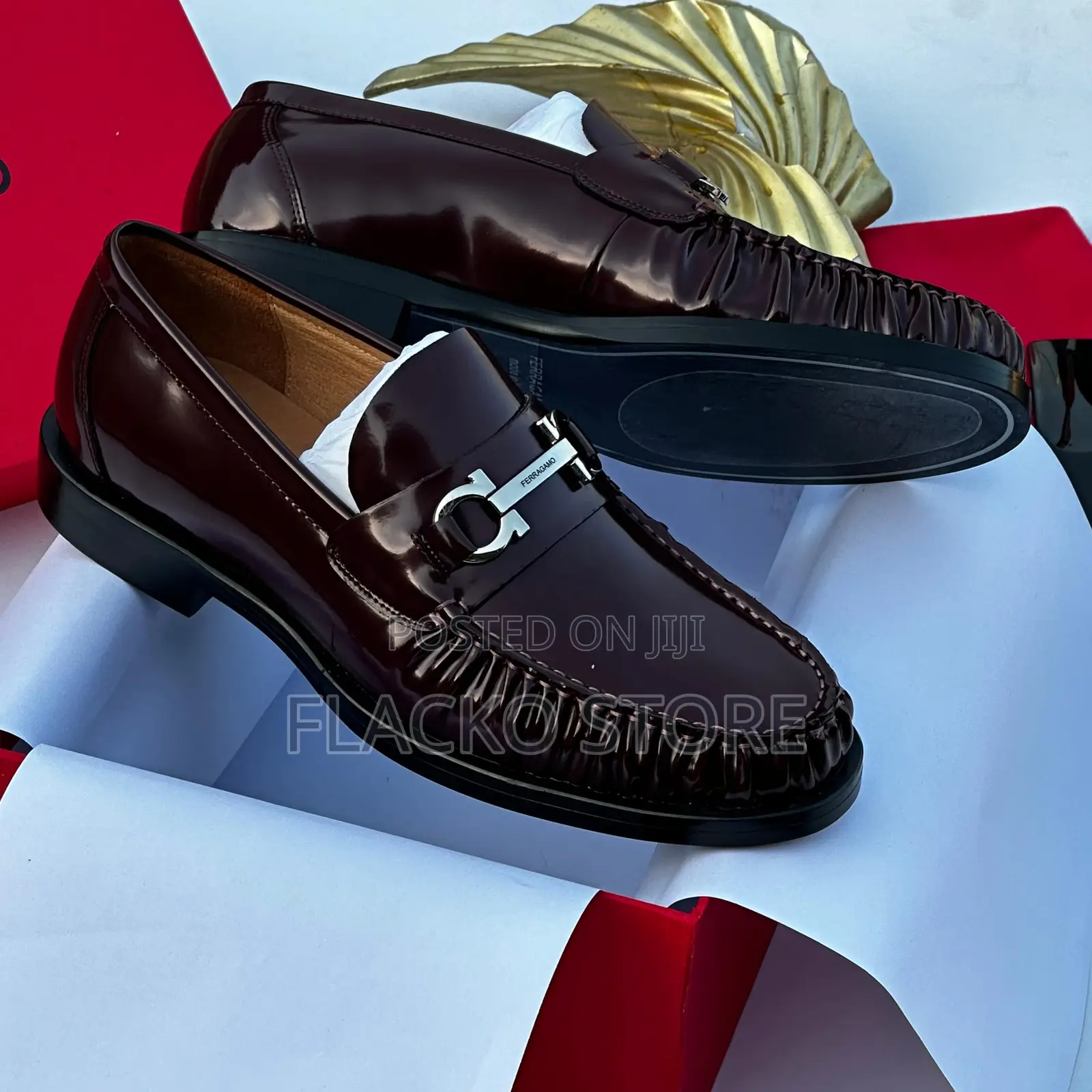 Original Salvatore Ferragamo Loafers Patent Leather Shoes
