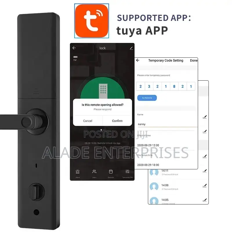 Product TUYA WIFI Fingerprint Lock Remote Unlock Card Key 