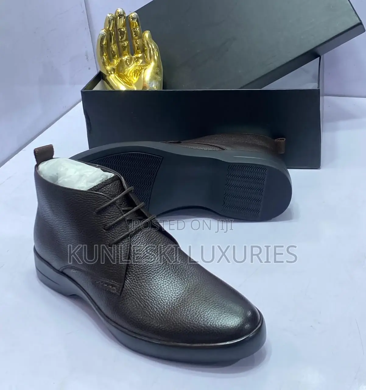 Original Prada Men Lace Up Ankle Leather Shoe