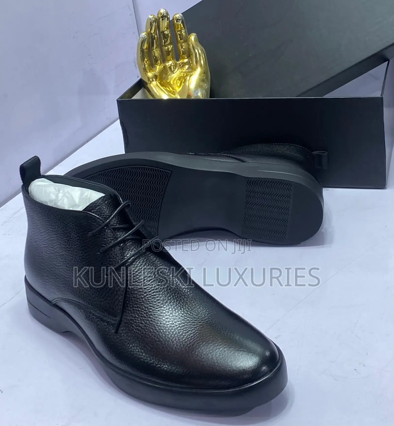 Original Prada Men Lace Up Ankle Leather Shoe
