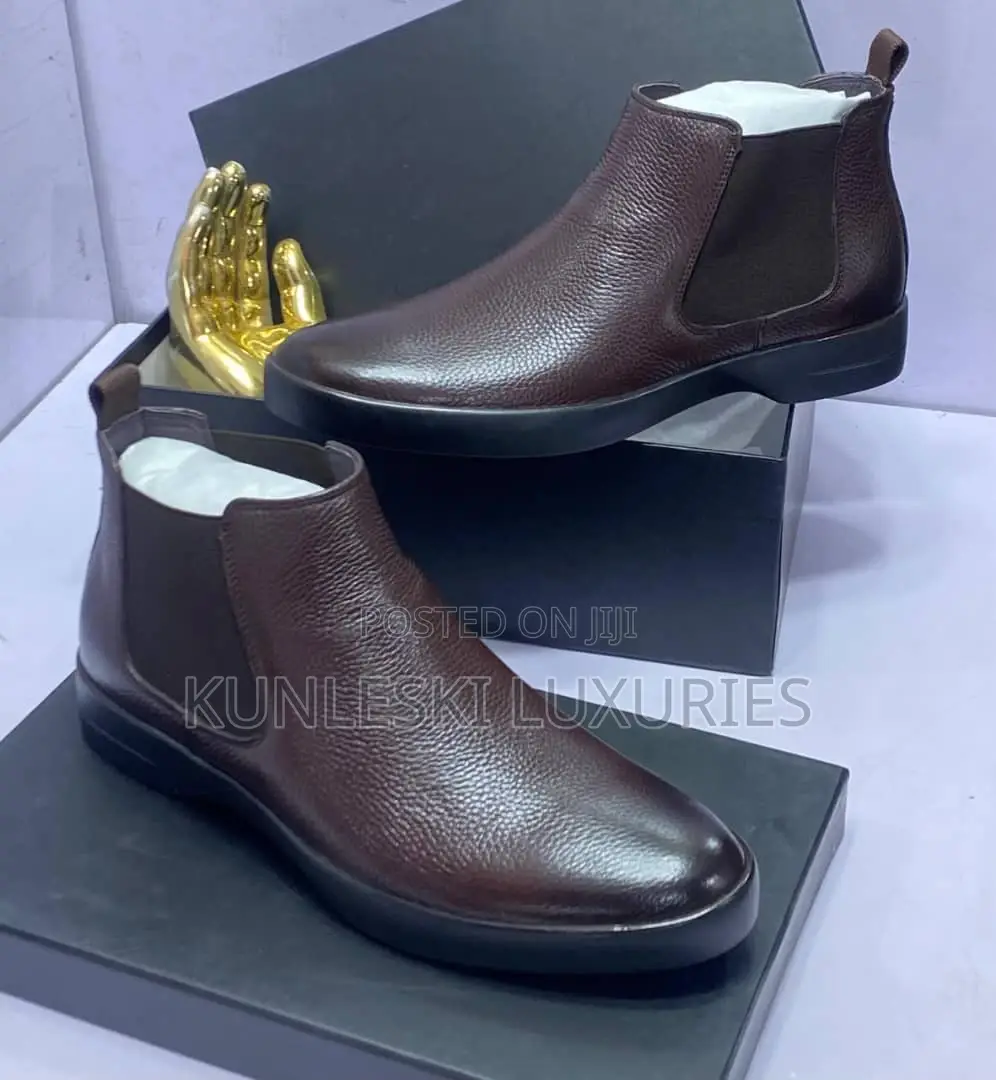Original Prada Men Ankle Leather Shoes