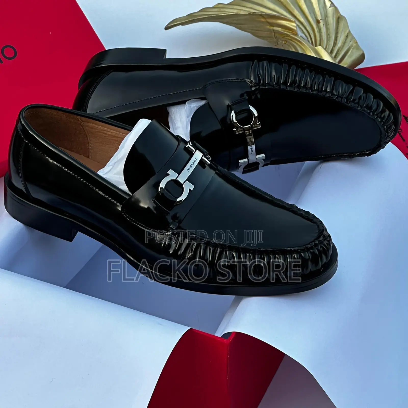 Original Salvatore Ferragamo Loafers Patent Leather Shoes