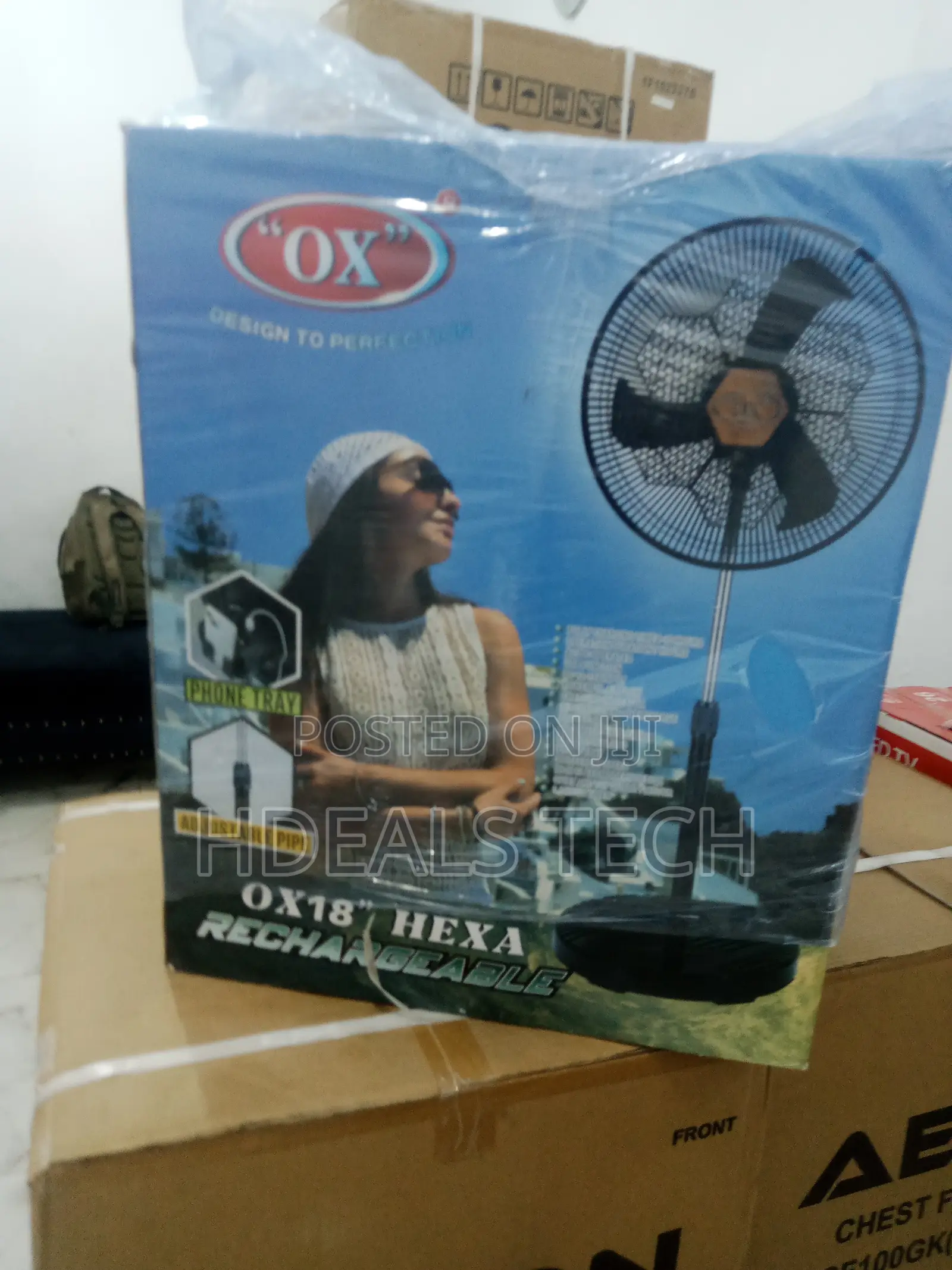 Low Noise OX Rechargeable 18'' Standing Fan