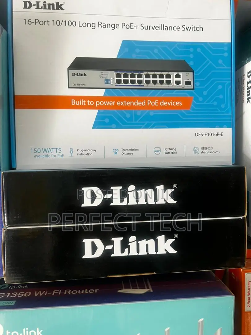 D-Link 16-Port 10/100 Long Range Poe+ Surveillance Switch