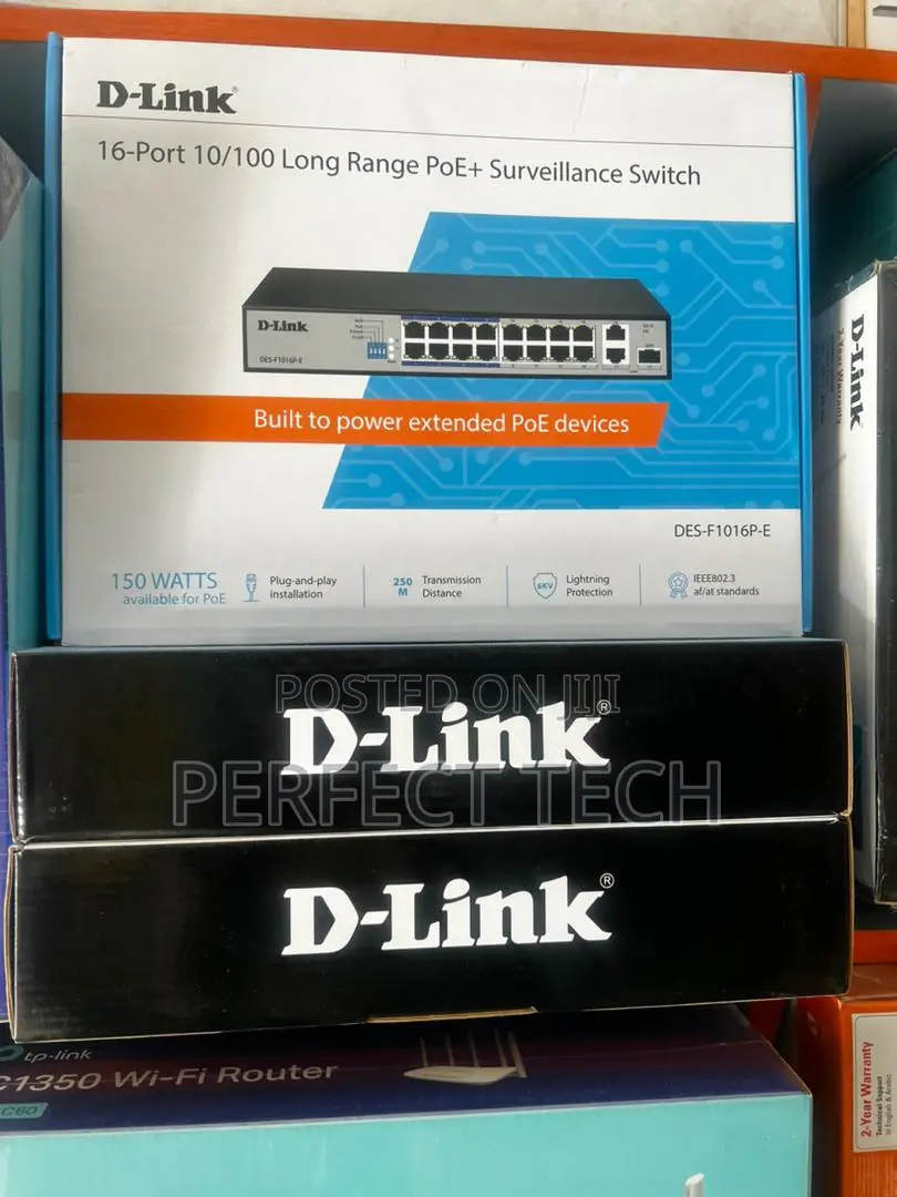 D-Link 16-Port 10/100 Long Range Poe+ Surveillance Switch