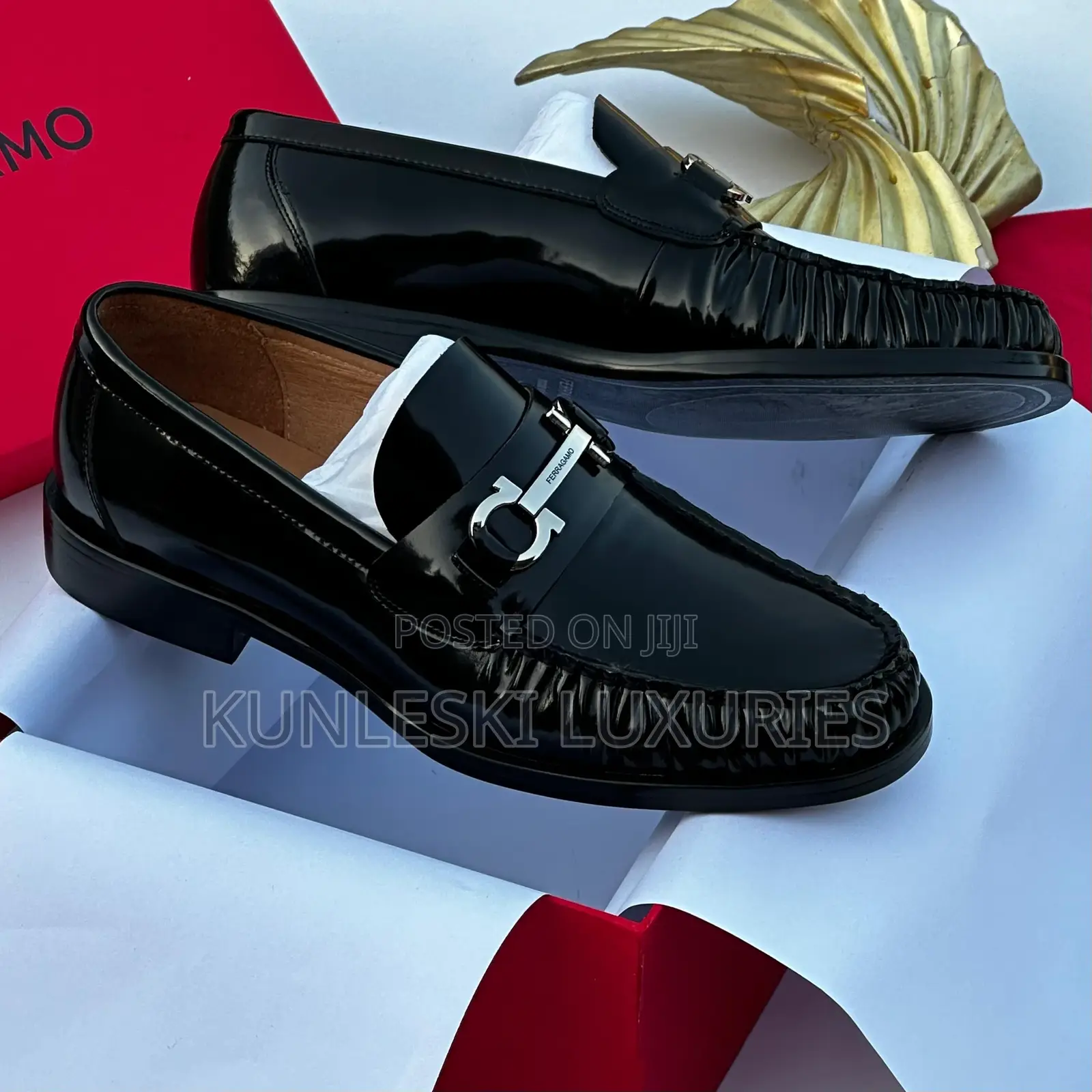 Original Salvatore Ferragamo Gancini Leather Loafers Shoe
