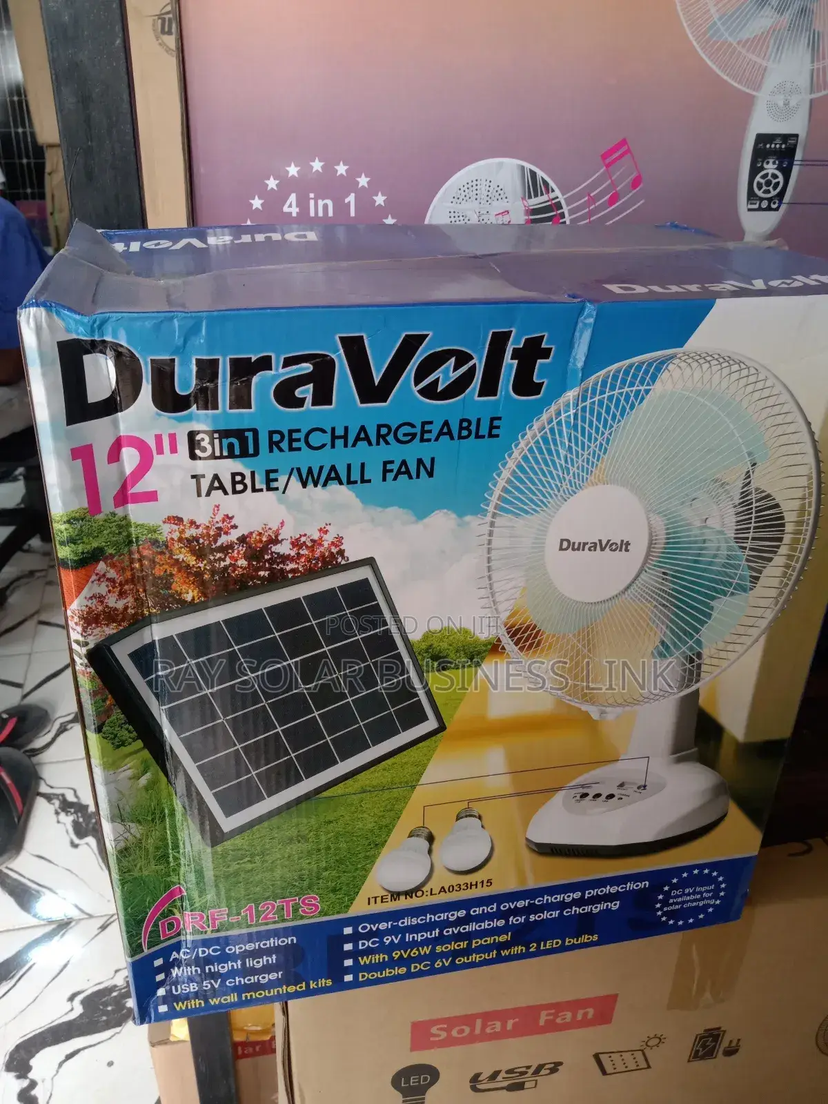 Duravolts Table Fan With Panel and 2led Bulbs